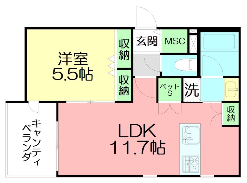 Glicina K 202号室 間取り