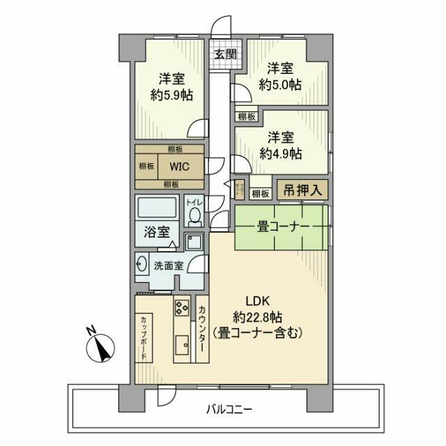 ベルパーク湘南茅ヶ崎Ｃ館 15F号室 間取り