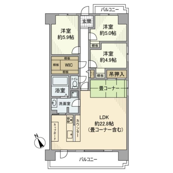 ベルパーク湘南茅ヶ崎Ｃ館 1510号室 間取り