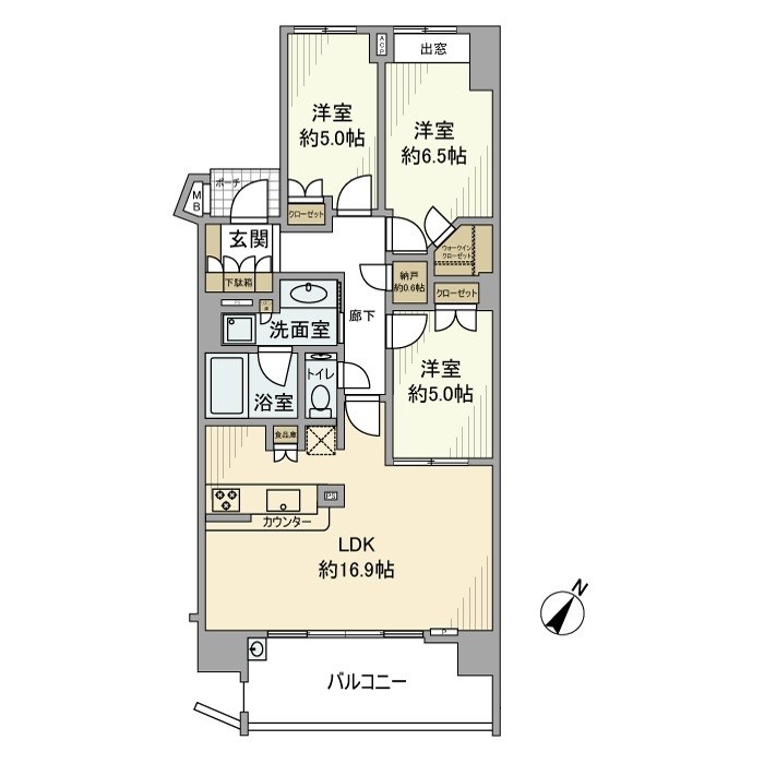 プラウド藤沢ウエスト 6F号室 間取り