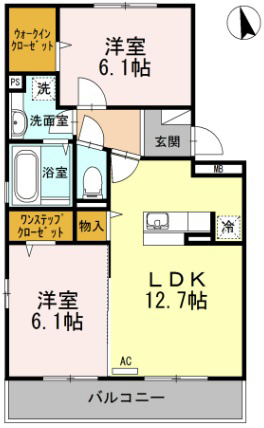 グランイーグルB 302号室 間取り