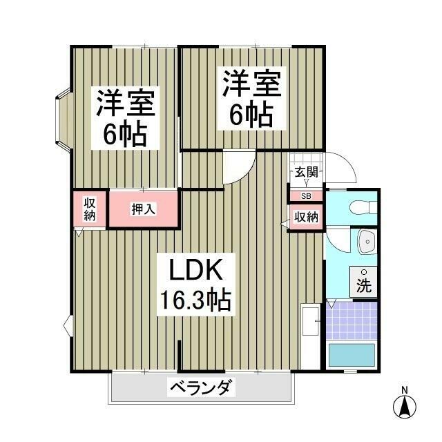 サンビレッジ大磯E 102号室 間取り