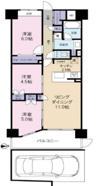 サンクレイドル小田原 102号室 間取り
