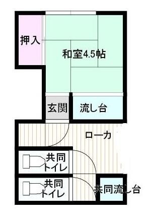 天沼アパート 6号室 間取り