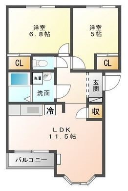 セレーノK&K 201号室 間取り