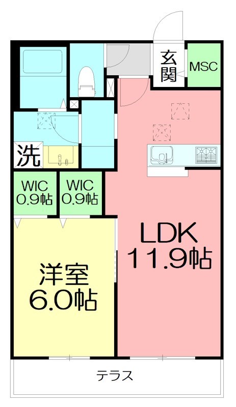 ｍａｌｍａ　ｋｕｇｅｎｕｍａ 104号室 間取り