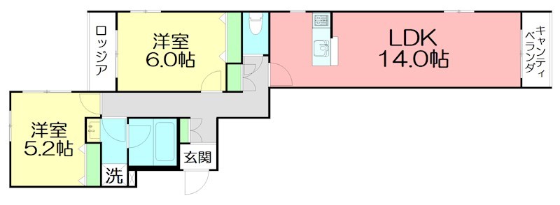 ｍａｌｍａ　ｋｕｇｅｎｕｍａ 201号室 間取り