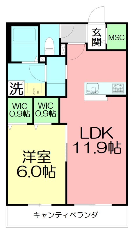 ｍａｌｍａ　ｋｕｇｅｎｕｍａ 204号室 間取り