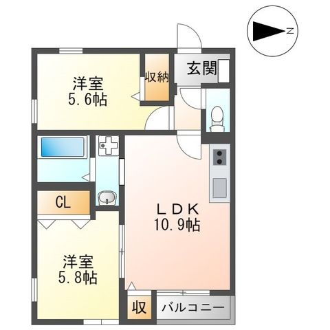 Luz solar(ルス　ソラール) 202号室 間取り