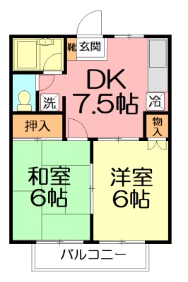 サンパーク湘南 2B号室 間取り