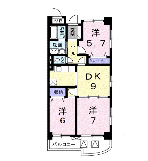 グランコート富水 401号室 間取り