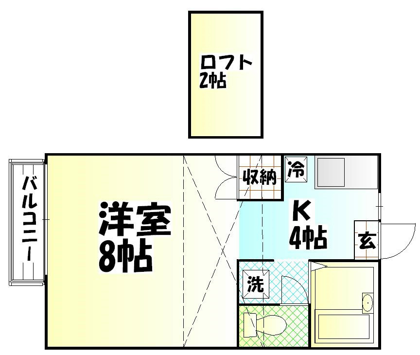 第2プリンスハイツ 1-A号室 間取り