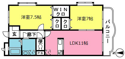 クレベール 401号室 間取り