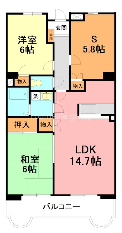 サンジュネス湘南 604号室 間取り