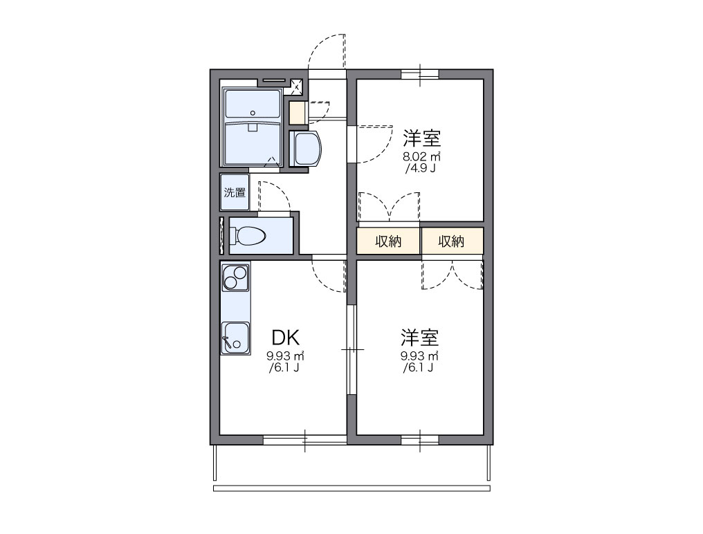 レオパレスＫＡＷＡＧＵＣＨＩ１ 202号室 間取り