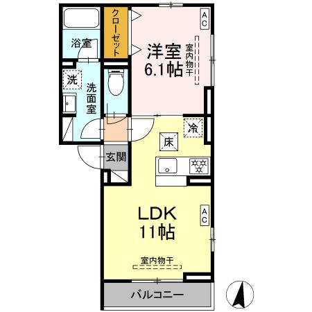 ソレアード中海岸 102号室 間取り