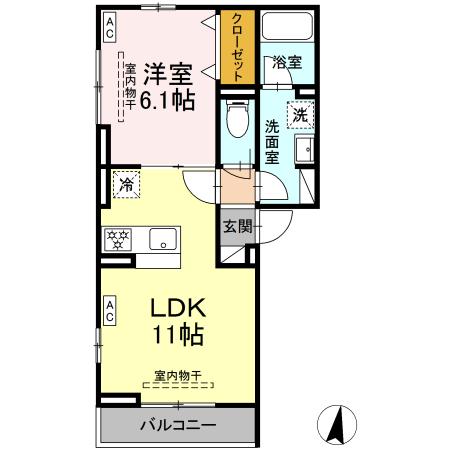 ソレアード中海岸 201号室 間取り