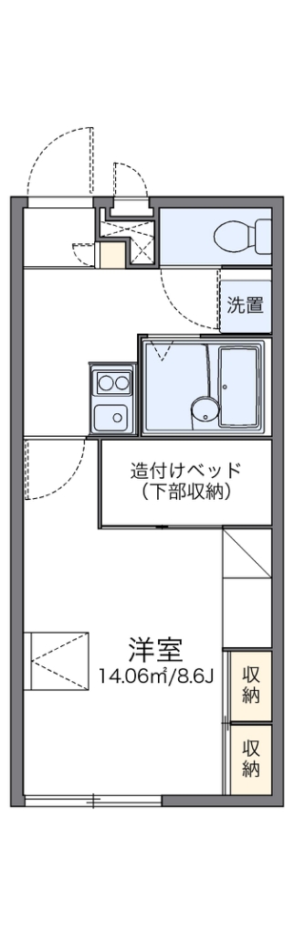 レオパレスアルファ 104号室 間取り
