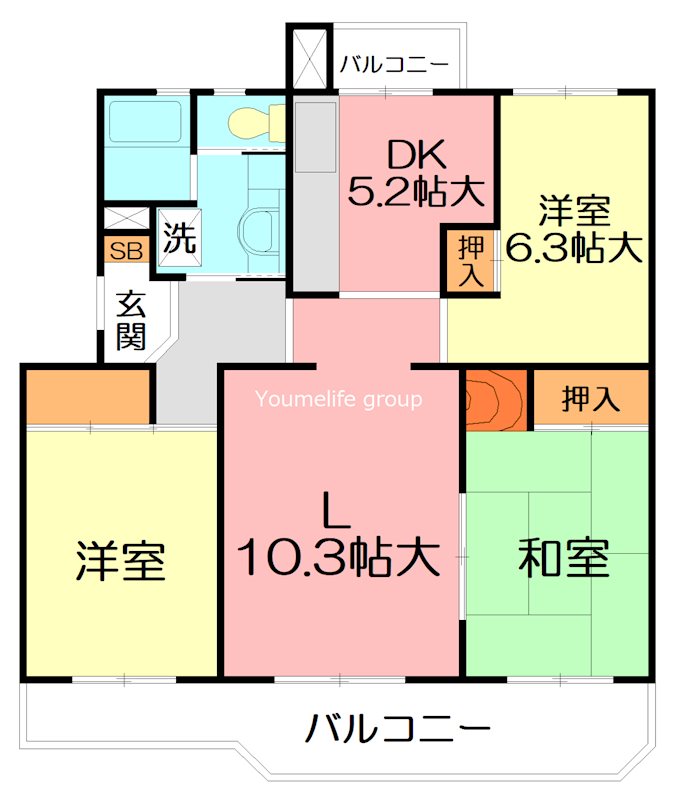 厚木毛利台ハイツ7号棟 744号室 間取り