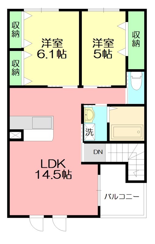 リバーサイド　Ｋ＆Ｋ 201号室 間取り