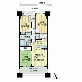 サーパスシティ小田原 7F号室 間取り
