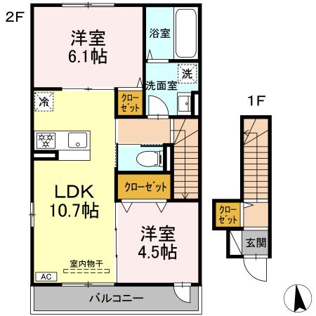 アルモニー戸室 201号室 間取り
