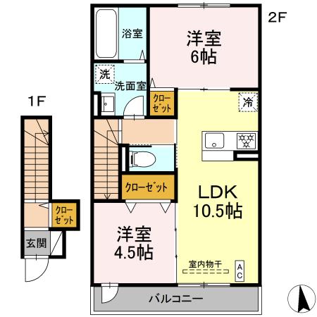 アルモニー戸室 202号室 間取り