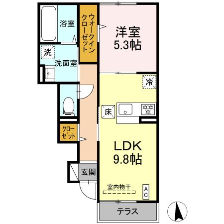 アルモニー戸室 102号室 間取り