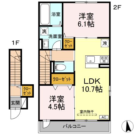アルモニー戸室 205号室 間取り
