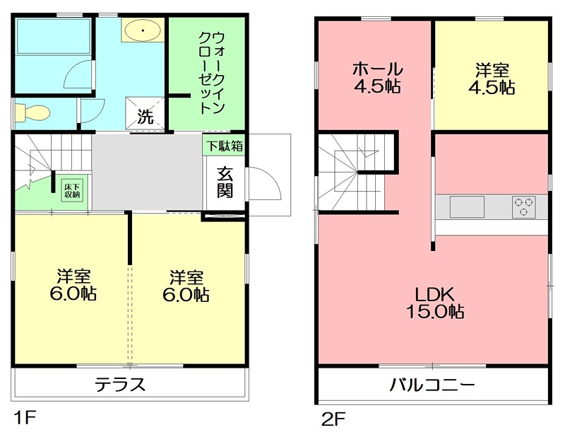 無垢杉檜と珪藻土の家 間取り