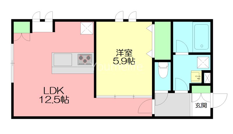 クレール太平台 102号室 間取り