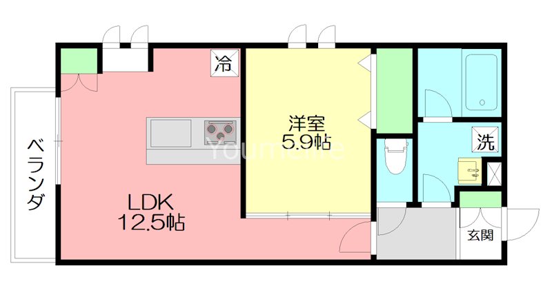 クレール太平台 202号室 間取り