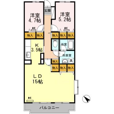 ハイドランジア 406号室 間取り