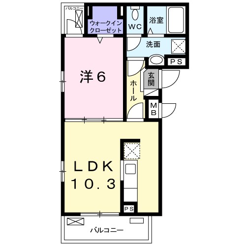 ボンデューⅠ 201号室 間取り