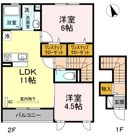 フルールベルテ二番館 202号室 間取り