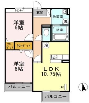 カサブランカ 202号室 間取り