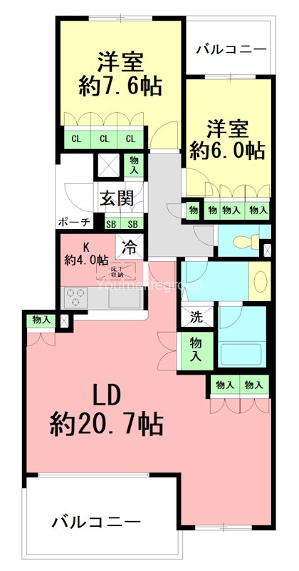 パシフィックガーデン茅ヶ崎C棟 1F号室 間取り