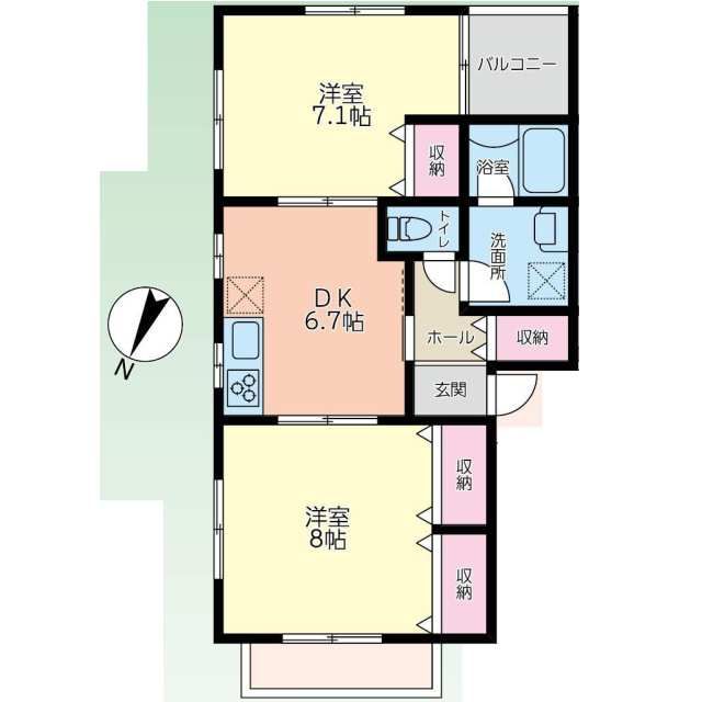 コンフォート辰己　Ｂ館 102号室 間取り