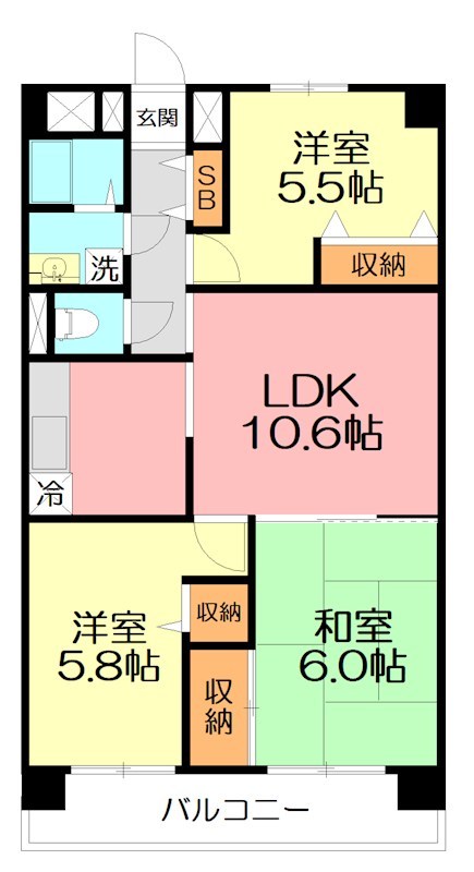 サニープレイス 0203号室 間取り