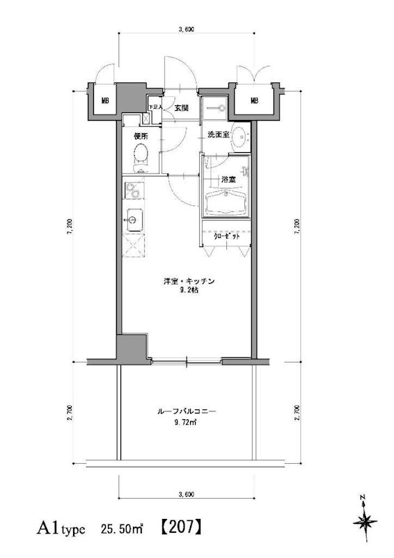 エクラン八芳 207号室 間取り