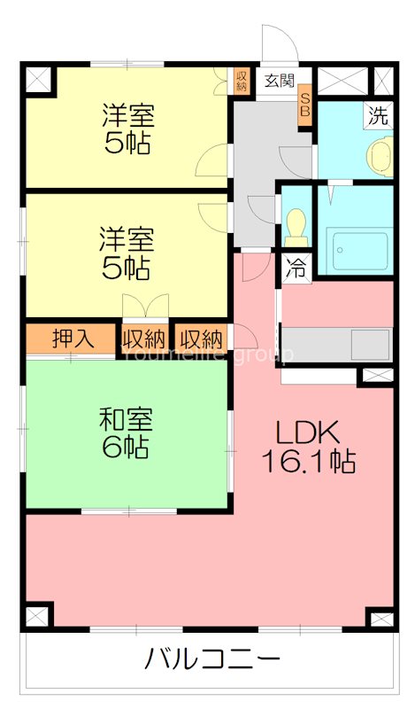 セジュール妻田 601号室 間取り
