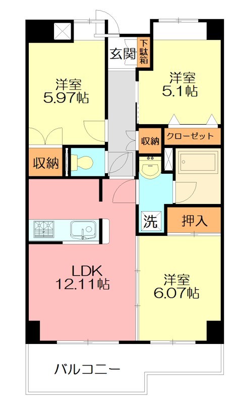 コスモリード本厚木（旧：第20ナミキハイム 503号室 間取り