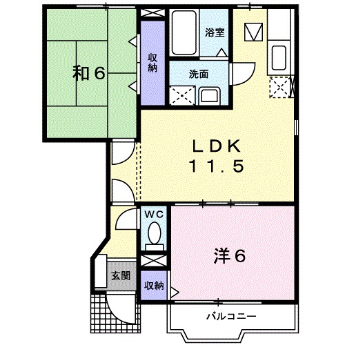 エスパシオⅡ 102号室 間取り