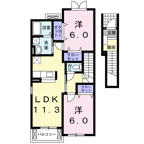 マロングラッセ 202号室 間取り