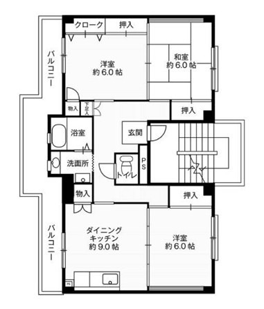 ビレッジハウス下島1号棟 406号室 間取り