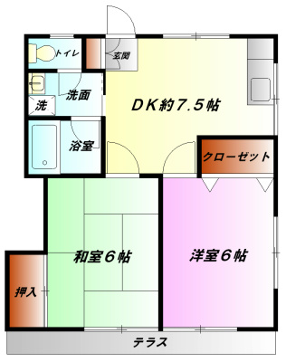 ローズガーデンC 101号室 間取り