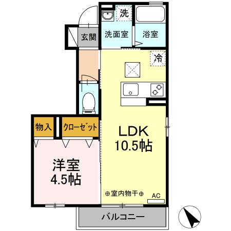 グランモア柳川 101号室 間取り