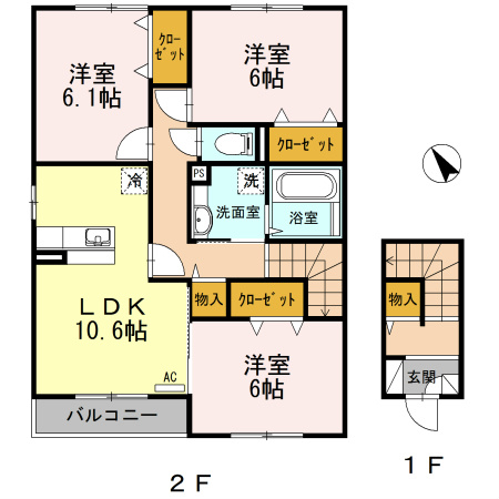 ハイネスCDFE　D 201号室 間取り