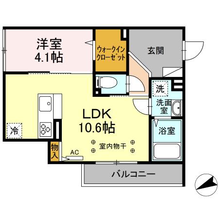 D-room surfside k2 205号室 間取り