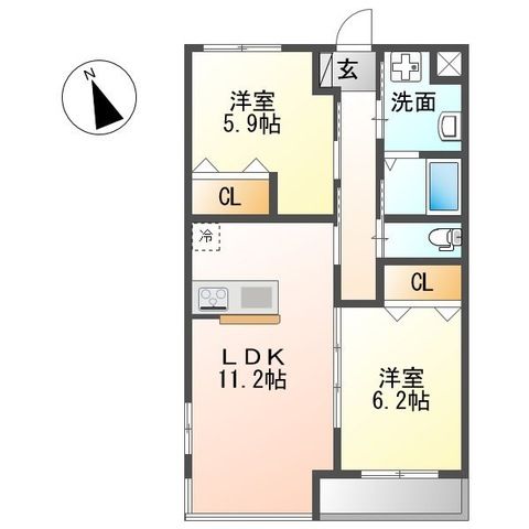 向日葵 205号室 間取り